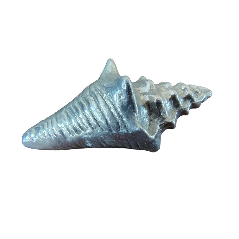 Arthur Court Silver Tone Metal Conch Shell Figurine Decor, 4" Ocean Beach